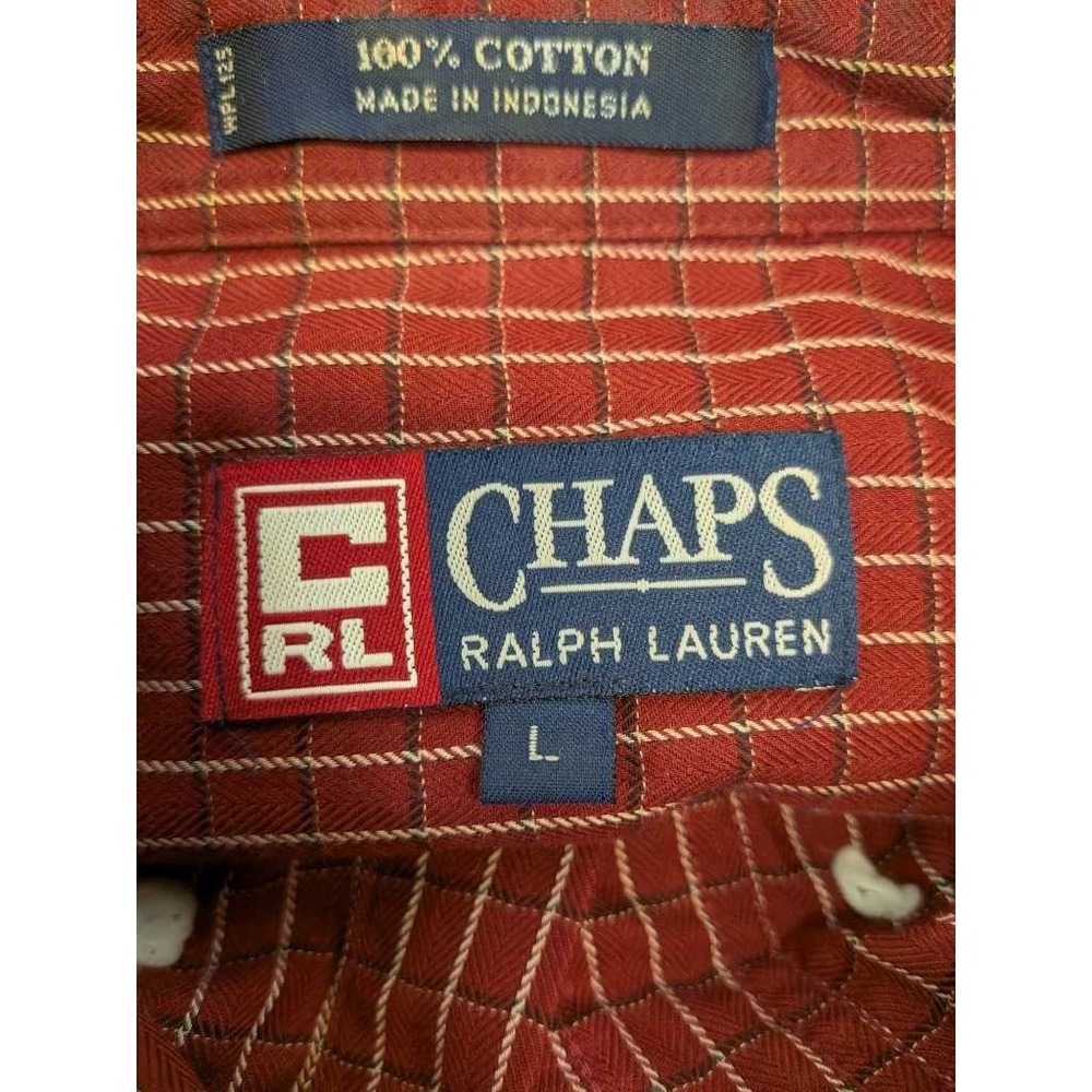Chaps Ralph Lauren Men's Red Pinstripe Button Down Shirt Size L - Picture 6 of 9